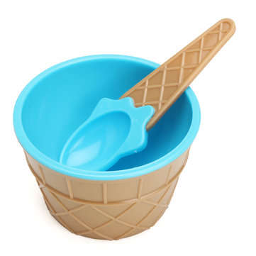6PCS Children`s Plastic Ice Cream Bowls Spoons Set Durable Ice Cream Cup Dessert Bowl