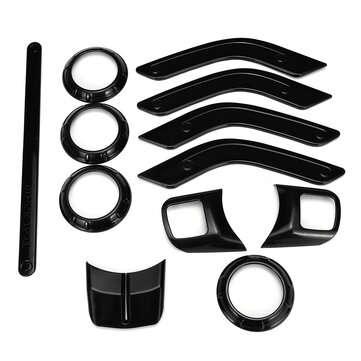 12pcs Car ABS Interior Decorative Trim Kit Moulding Trim Strip for Jeep Wrangler ... (COLOR.: BLACK)