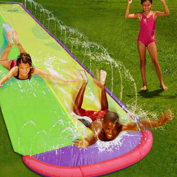 Inflatable Double Water Slide  Fun Outdoor Splash Slip For Children Summer Pool Kids Games