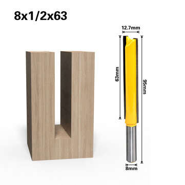 8mm Shank 50/63/76mm Long Straight Router Bit 1/2" Milling Cutting Diameter Edge Woodw... (TYPE: #2)