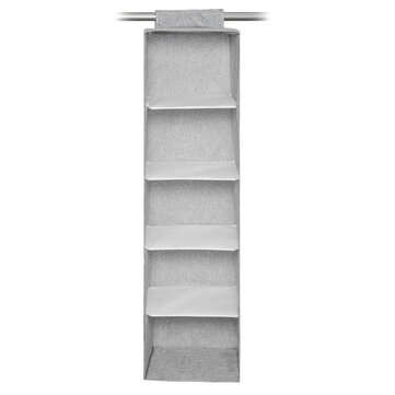 5 Tiers Cotton Linen Storage Hanging Bag Washable Wardrobe Closet Hanging Shoes Shelf Organizer for