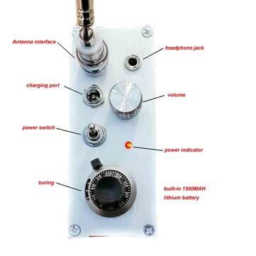 Assembled 118-136MHz Aviation Frequency Receiver Audio Receiver AM Airband + Built-in Battery + Ante