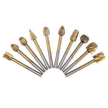Drillpro 20Pcs Titanium Coated Rotary File Cutters HSS Mini Burr Wood Working Milling Carving Rasp D