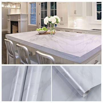 Kitchen Worktop Cover Vinyl Wall Stickers Self Adhesive Back Film Hea... (SIZE 3: 5M | COLOR: WHITE)