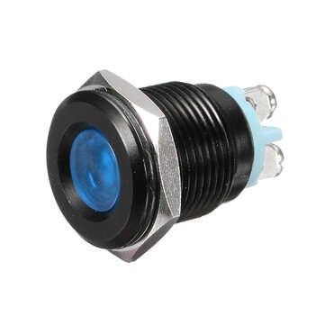 12/24/36V 16mm Metal Dash Panel Warning Pilot LED Indicator Light Boat Car Yacht (COLOR.: BLUE)
