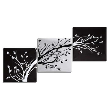 3Pcs Wall Decorative Paintings Abstract Wood Canvas Print Art Pictures Frameless Wall Hanging Decor