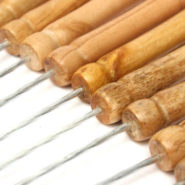 12X Stainless Steel Metal Barbeque Skewer Needle BBQ Kebab Stick Utensil 30cm BBQ Stick Fork