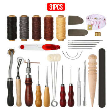 20/31Pcs DIY Leather Craft Hand Tools Set for Sewing Leather Canvas (QUANTITY: 31PCS)