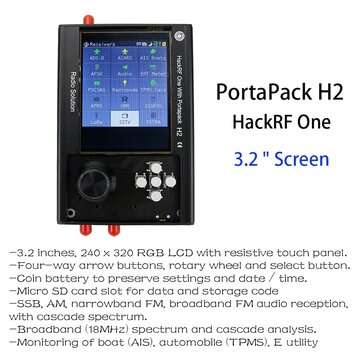 New PortaPack H2 And HackRF One SDR Software Defined Radio 1MHz-6GHz Assembled with Antennas Built-i