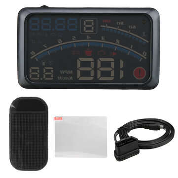 5.5 Inch Car HUD Head Up Display Windshield Projector OBD2 EUOBD Speed RPM Water Temperature Voice A