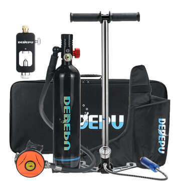 DEDEPU Mini Scuba Diving Tank Set 1L Diving Tank With Pump +Scuba Converter+Storag... (COLOR: BLACK)