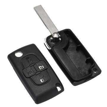 4 Buttons Remote Flip Key Fob Case Shell Battery For Peugeot 1007 & Citroens C8