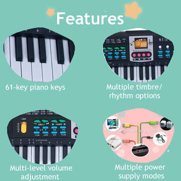 61 Keys Digital Music Electronic Keyboard Electric Piano Organ & Microphone Set