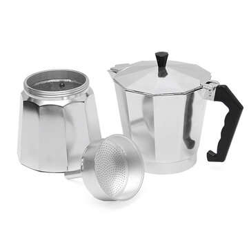 12Cups 600ML Silver Aluminum Moka Pot Octagonal Espresso Coffee Cup Grinder Stove Percolator