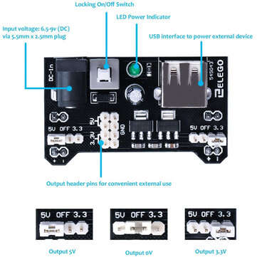 Electronics Fun Kit with Power Supply Module Jumper Wire Precision Potentiometer 830 tie-Points Brea