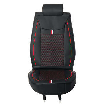 1x Front Car Full Seat Cover Waterproof Dustproof PU Leather Protector Mat Pad (COLOR: BLACKONRED)