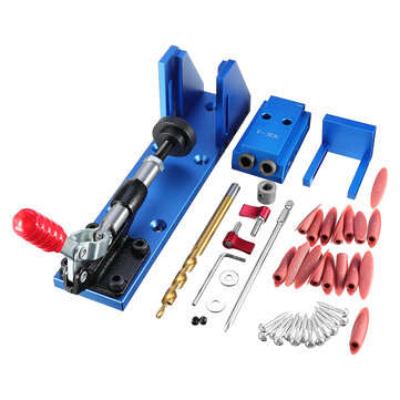 XK-2 Aluminum Alloy Pocket Hole Jig System Woodworking Drill Guide with Toggle Clamp 9.5mm Step Dril