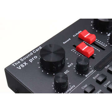 V8X PRO External Audio Mixer USB Interface Sound Card with 15 Sound Modes Multiple Sound Effects