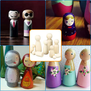 50Pcs/set Wooden Peg Doll Unfinished People Children Painted Wood Art Craft