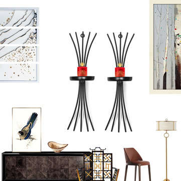 2Pcs Modern Style Wall Hanging Mount Candlestick Iron Candle Holder Sconce Decor
