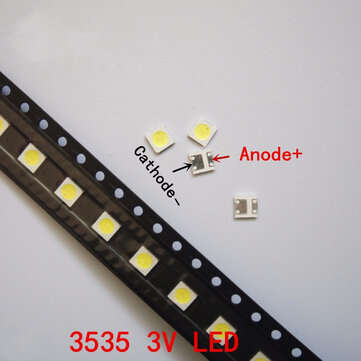 50PCS High Power 1W 3535 100LM 3V Cool White LED Beads LCD Backlight for DIY TV Repair Application