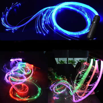 LED Fiber Optic Whip Strip Light 360 RGB Multi-Mode Flashlight Show Music Dance Festival Battery O