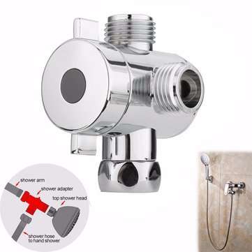3 Way Shower Diverter Chrome G1/2 Inch T-Adapter Shower Components Adjustable Valve Adapter