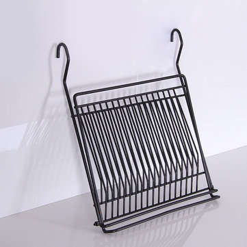 Foldable Kitchen Black Wall Hanging Dish Storage Shelf Organizer Rack Holder NO Drill for Space Savi