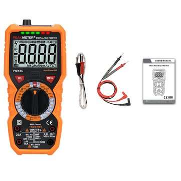 PEAKMETER Digital Multimeter PM18C with True RMS AC/DC Voltage Resistance Capacitance Frequency Temp
