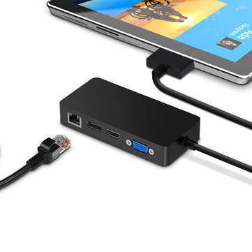 ROCKETEK SH701 USB Hub Card Reader Docking Station for Surface Pro 4/5/6 with RJ45 LAN DP HD VGA USB