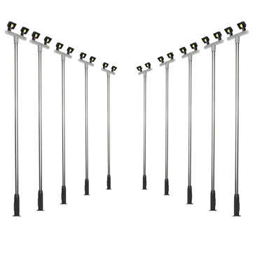 10Pcs/Set 3V Model Railway Train HO Scale Lamps Post 1:100 Street Light Dual Heads