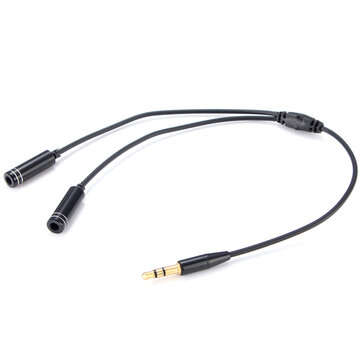 3.5mm Stereo Audio Y Splitter 1 Male To 2 Dual Female Cable For Earphone Audio Eq... (COLOR.: BLACK)