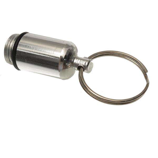 Waterproof Aluminum Pill Box Case Holder Keychain Bottle Container (Color Silver)