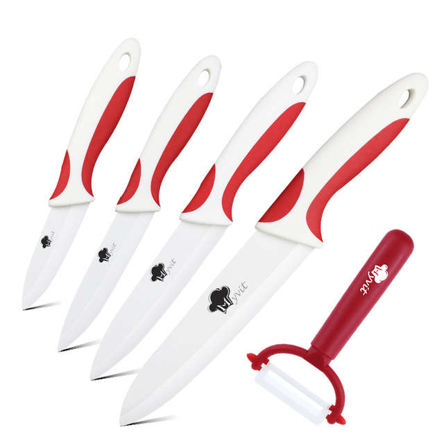 MYVIT Ceramic Knife Kitchen 3 4 5 6 inch + Peeler White Blade Paring Fruit Vegetable Chef Utility Kn