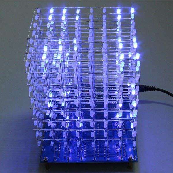 Geekcreit 8x8x8 LED Cube 3D Light Square Blue LED Flash Electronic DIY Kit...