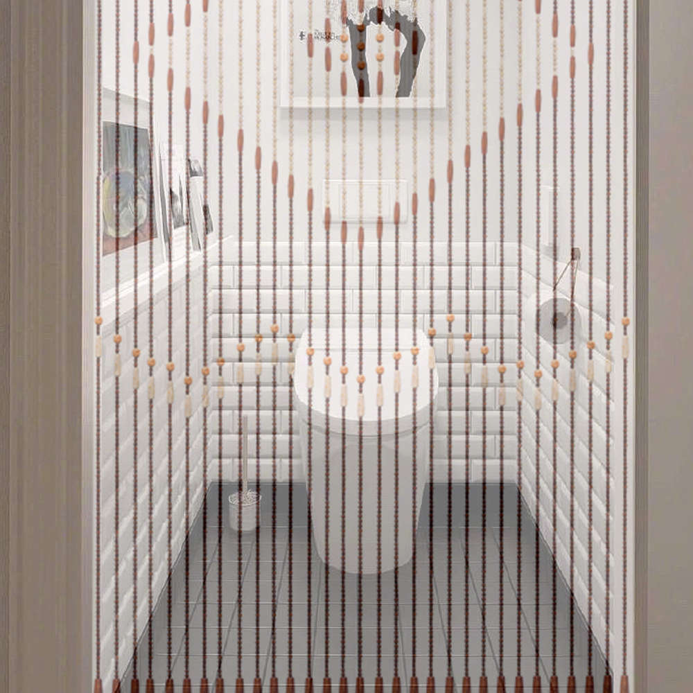 31 Line Wave Handmade Fly Screen Wooden Beads Curtain Wooden Door Curtain B