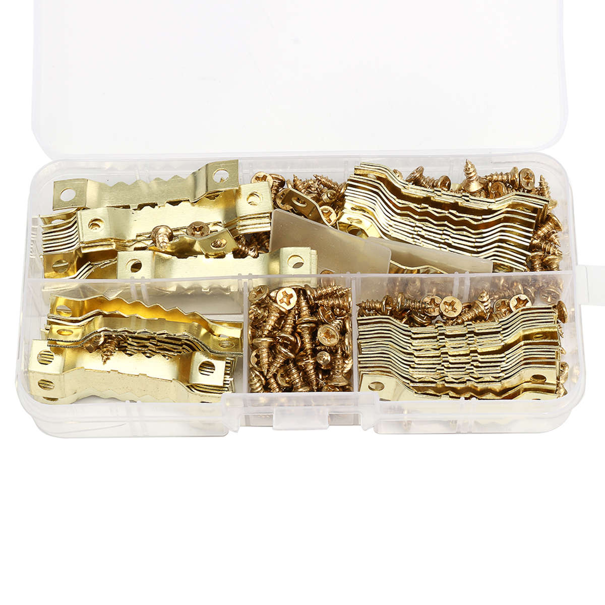 100Pcs Hanging Picture oil Painting Mirror Frame Saw Tooth Hooks Hangers Screws