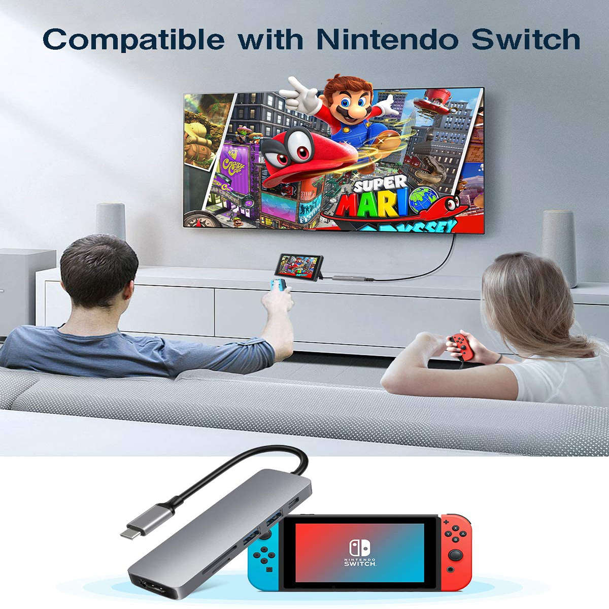 Pobod PB-C1415 6 in 1 4K USB-C Hub Docking Station Adapter with 1*HDMI/ 1*USB 3.0/ 1*USB 2.0/ 1*TF/