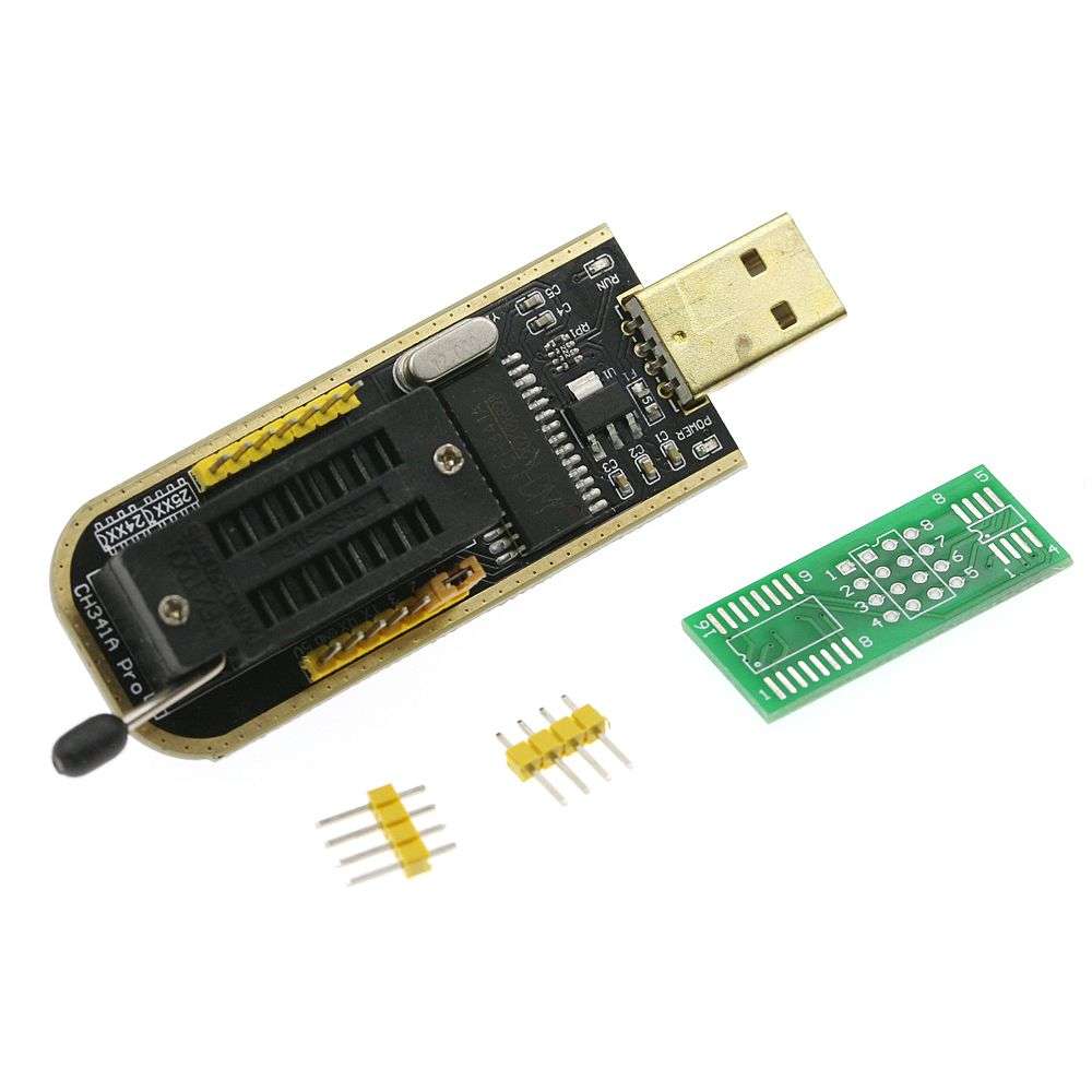 AOQDQDQD CH341A 24 25 Series EEPROM Flash BIOS USB Programmer Module + SOIC8 SOP8 Test Clip + 1.8V a