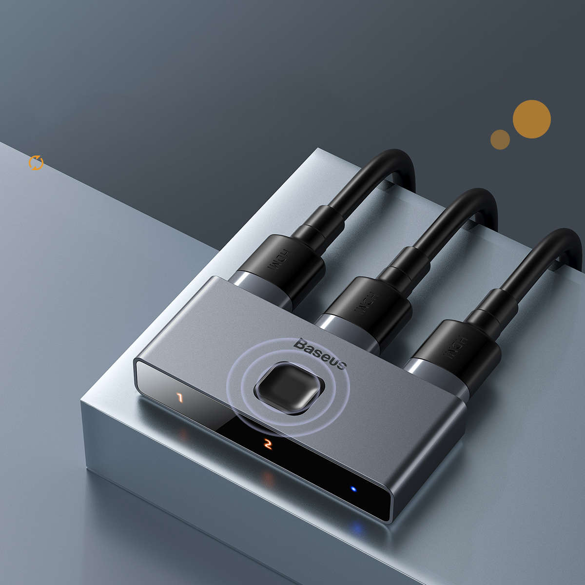 Baseus 4K HDMI Splitter Two-way Switch Digital Light Display 1-in-2 or 2-in-1 Dual Modes Audio Vi...