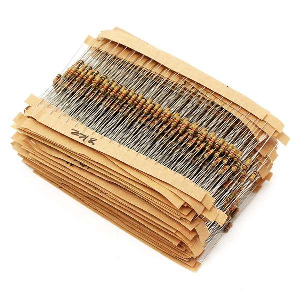 1500Pcs 1/4W 5% Carbon Film Resistor 75 Values Assorted Kit 1 ohm~10M ohm Range