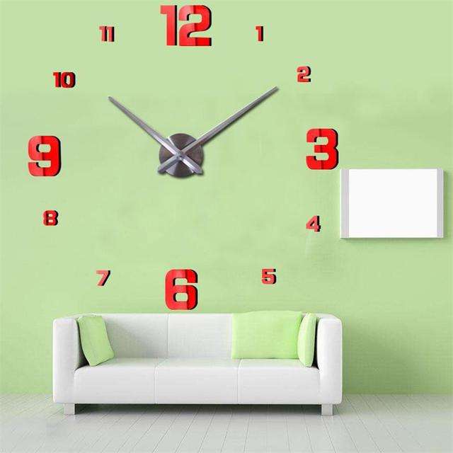 New Acrylic Mirror Clock Creative Diy Wall Clock Large Size Decorative Wall Clock Stereo Wall