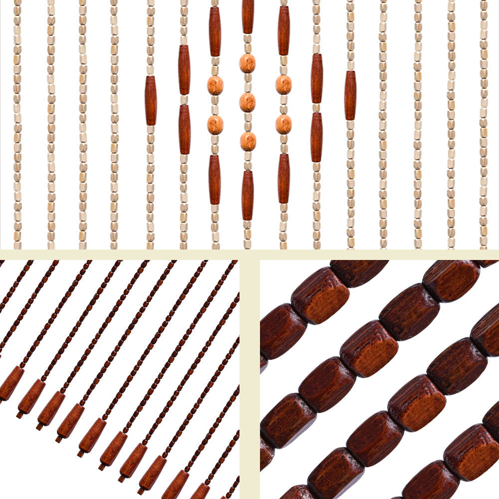 31 Line Wave Handmade Fly Screen Wooden Beads Curtain Wooden Door Curtain B