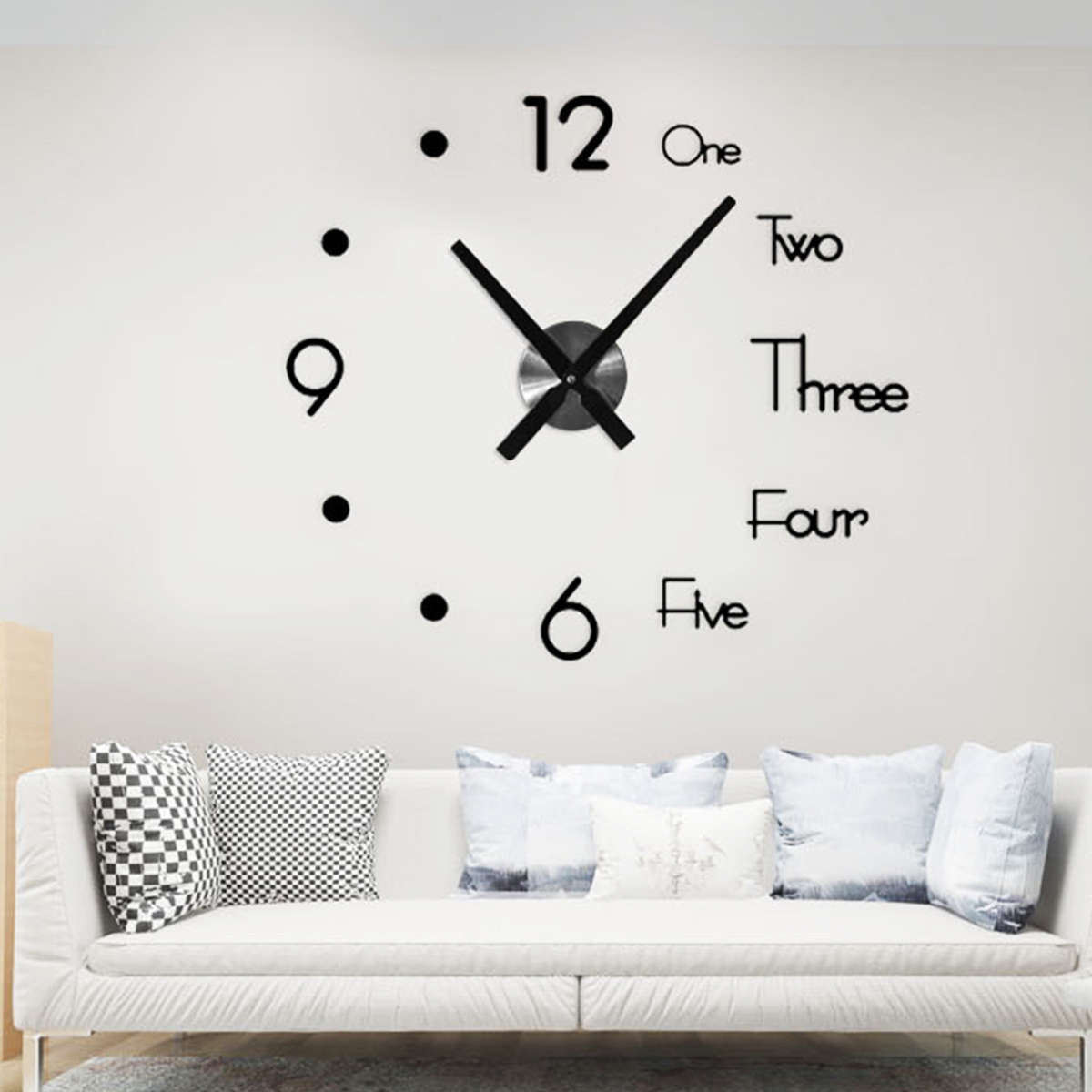 3D DIY Wall Clock Sticker Watch Sticker Acrylic Modern Home Room Decor Unique