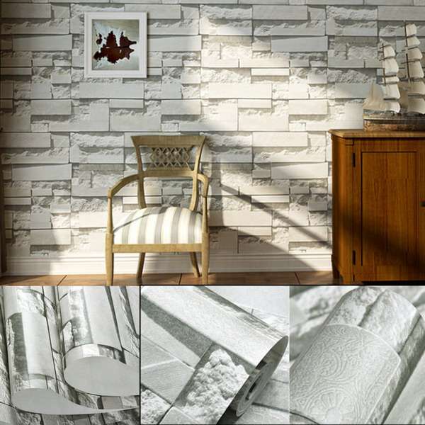 Brick Pattern 3D Textured Non-woven Wallpaper Sticker Background Home Decor