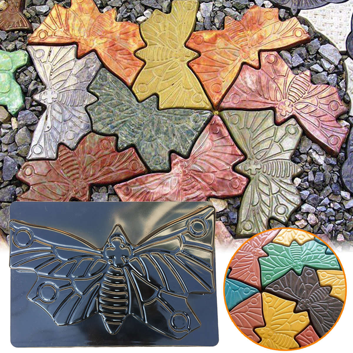 Butterfly Stepping Stone Mold Concrete Cement Brick Mould For Park Garden Path