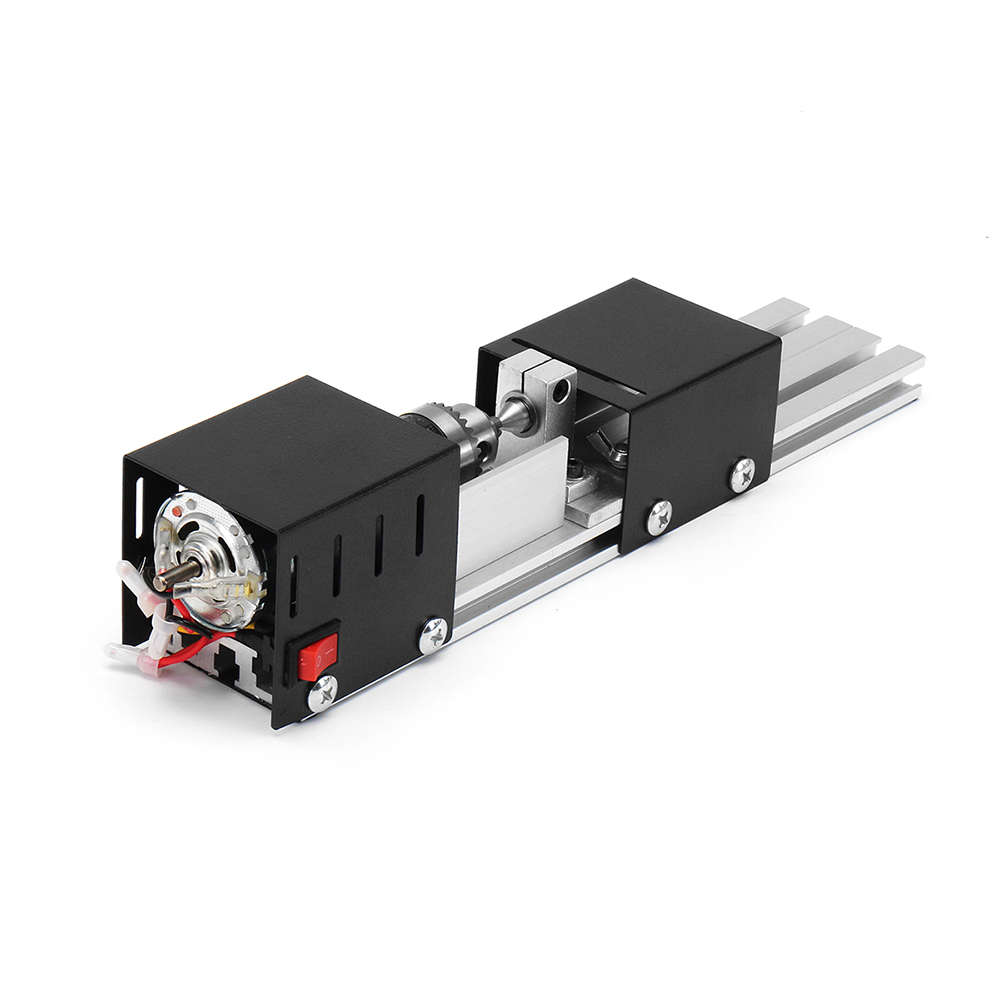 Drillpro Mini Lathe Beads Machine Wood Working DIY Lathe Set with DC 24V Power Adapter Metal Cover