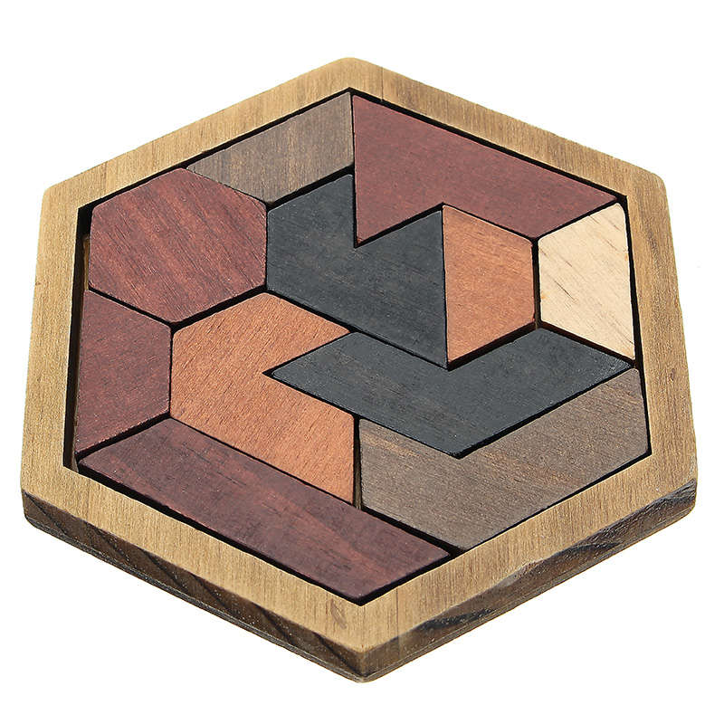 Kids Puzzles Wooden Toys Tangram Jigsaw Board Geometric Shape Children