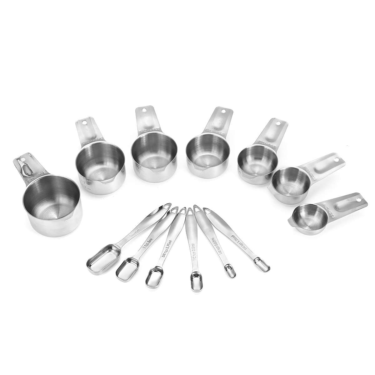 13Pcs Stainless Steel Measuring Spoons Measuring Cups Metal Measuring Scoop Tool Set For Kitchen Bak