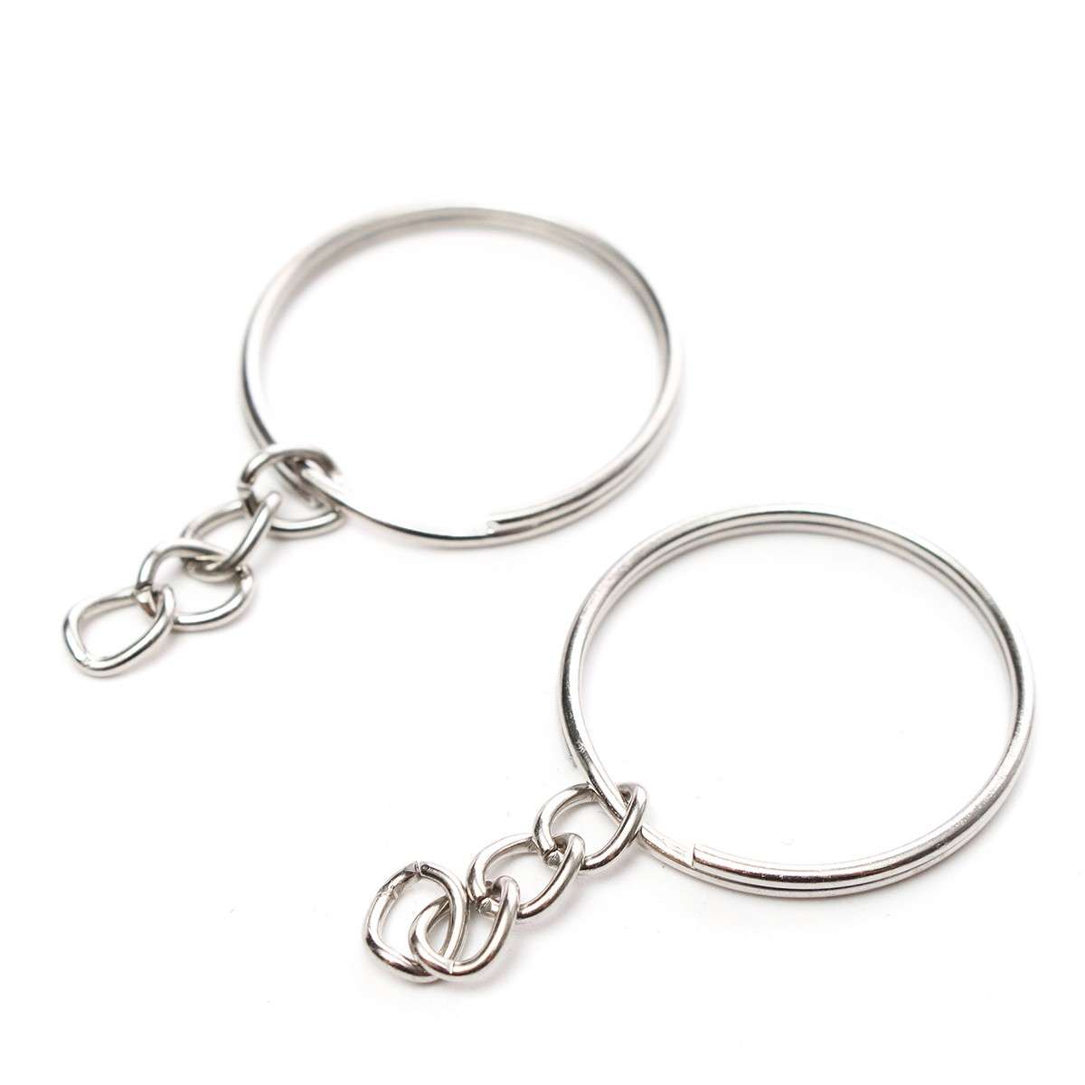 New 50pcs Bulk Split Metal Key Rings Keyring Blanks With Link Chains For DIY Cra